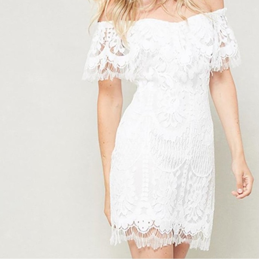 Promesa White Lace Off-Shoulder Dress